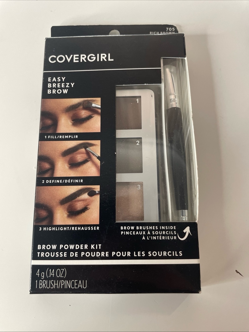 Brand New In Box Covergirl Easy Breezy Brow Powder Kit 705 Rich Brown 0.14 oz